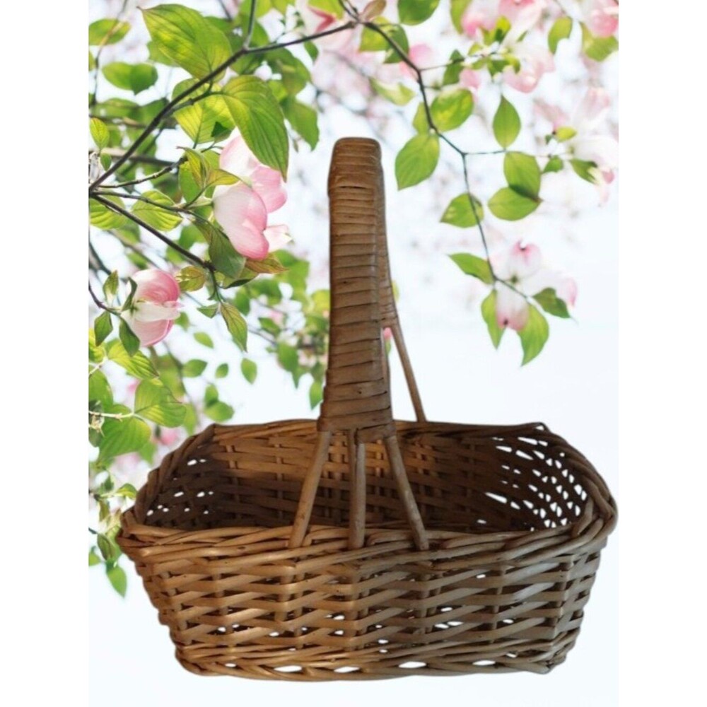 Woven Market Basket with Sturdy Wrapped Handle - Natural
